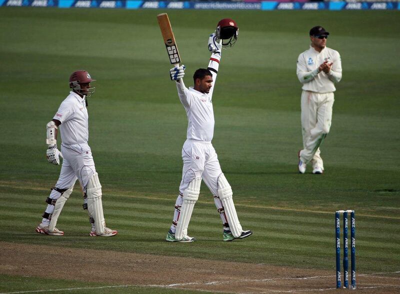 Denesh Ramdin carried West Indies to a respectable innings on Day 1 of the third Test against New Zealand with 107 runs. Michael Bradley / AFP