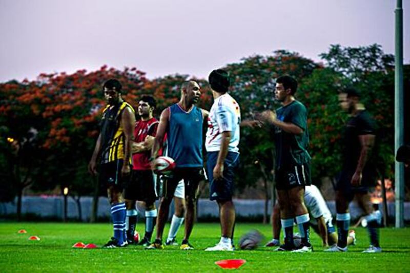 Emirati rugby players train at Zabeel Park in Dubai. These sessions will continue throughout the year, on Mondays and Wednesdays.