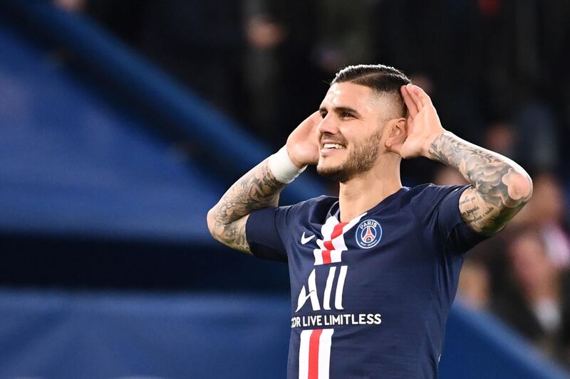 Mauro Icardi celebrates after scoring for PSG against Lille. AFP