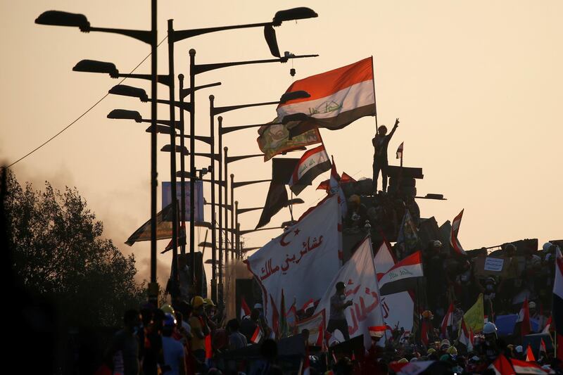 Demonstrators attend an anti-government protest in Baghdad. Reuters