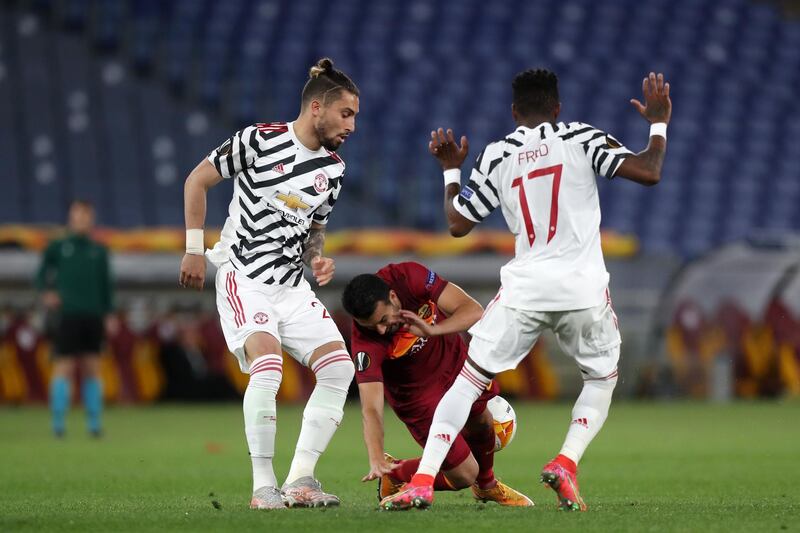SUBS: Alex Telles 5. On for Shaw at half time. Ball sailed over his head for Roma’s equaliser. The Brazilian hasn’t done badly when picked this season but struggled to adjust to a game his side were leading and never settled. Getty Images
