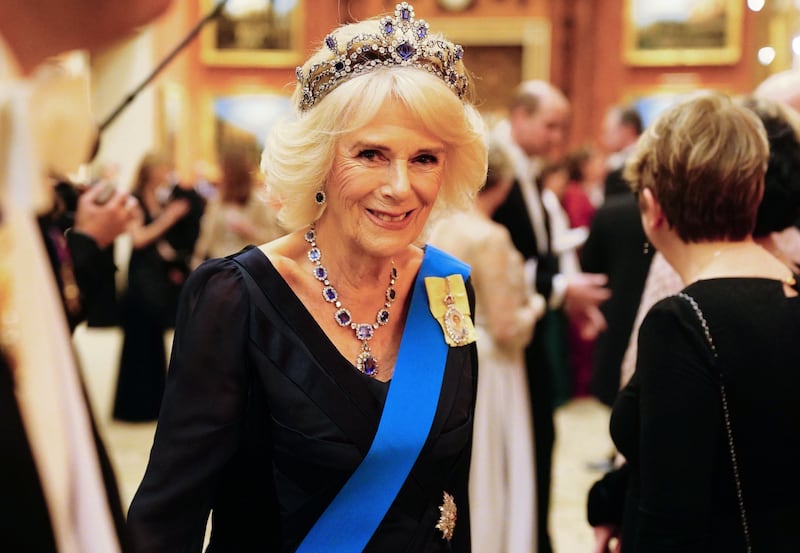 Queen Consort Camilla at the reception. Getty
