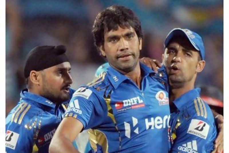 File picture of Mumbai Indians cricketers celebrating from last year. Indranil Mukherjee / AFP