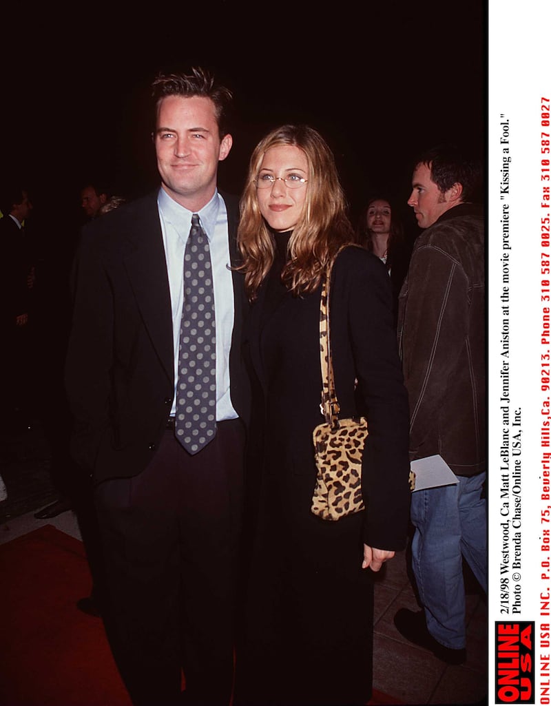 2/18/98 Westwood, Ca Matt LeBlanc and Jennifer Aniston at the movie premiere of "Kissing a Fool."