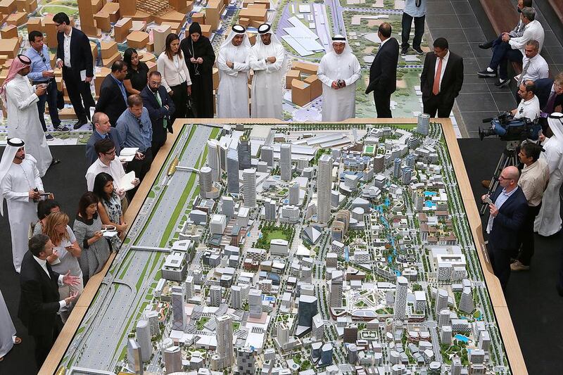 Dubai Holding said it was "re-evaluating its Dh73.4 billion Jumeirah Central project, unveiled at Cityscape Global in September 2016. Satish Kumar / The National