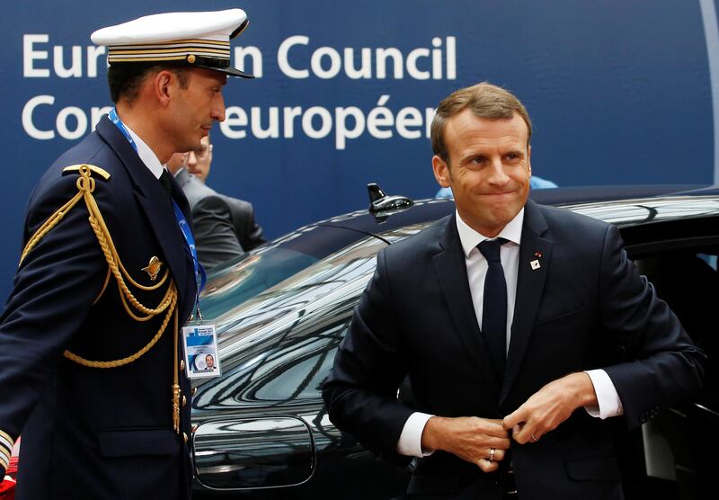 France's President Emmanuel Macron arrives at the EU summit meeting in Brussels, Belgium, October 19, 2017. REUTERS/Dario Pignatelli