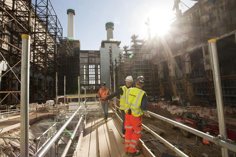 An on-site view of the power station redevelopment located on the south bank of the river Thames in London. The redevelopment in and around the decommissioned coal-fired power station, one of London’s best-known landmarks, will consist of shops, offices, luxury apartments and penthouses. Randi Sokoloff / The National