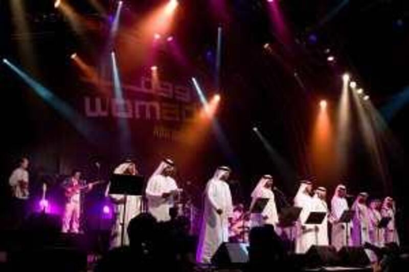 Sokoor Al Magabeel perform on the opening night of WOMAD Abu Dhabi, April 2009. Photo courtesy of Sebastian Farmborough.
 *** Local Caption ***  crop.jpg