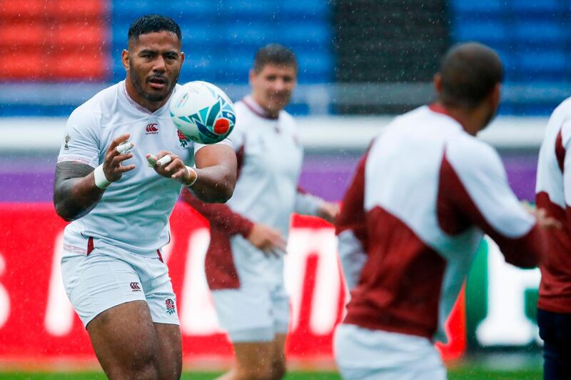 England's centre Manu Tuilagi during a training session on the eve of the Rugby World Cup semi-final against the All Blacks. AFP