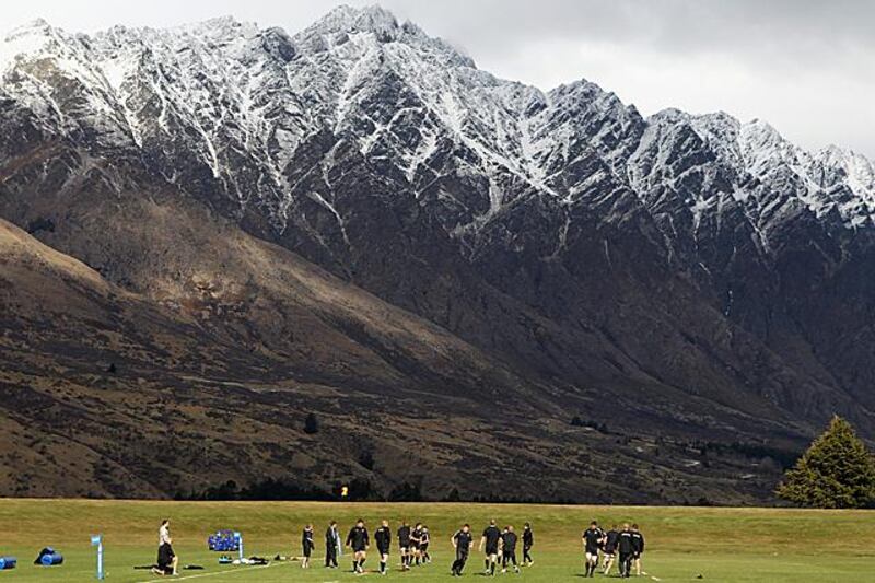 QUEENSTOWN, NEW ZEALAND - SEPTEMBER 14:  England take part in training under the shadow of the mountains during an England IRB Rugby World Cup 2011 training session at Queenstown Events Centre on September 14, 2011 in Queenstown, New Zealand.  (Photo by David Rogers/Getty Images)