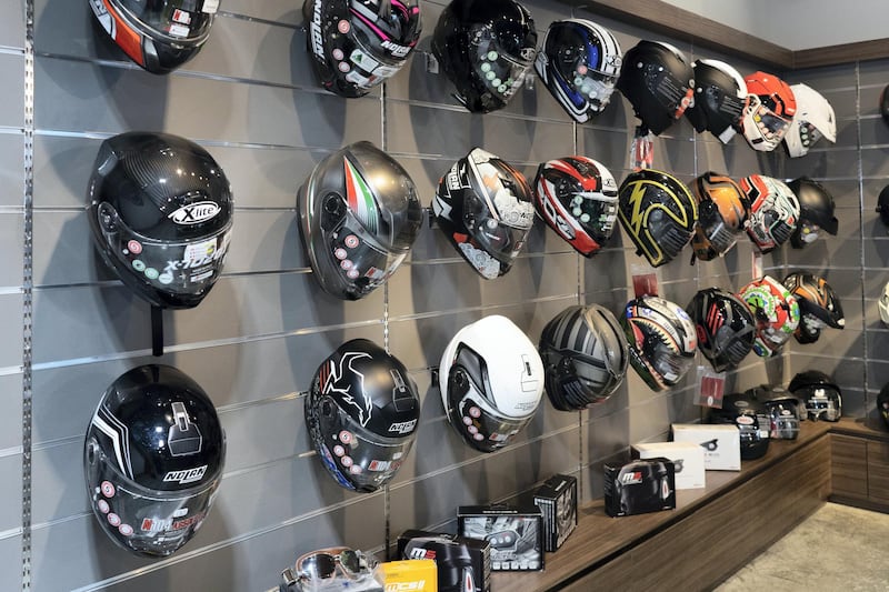 Helmets on display at Motorcycle Mall. Supplied