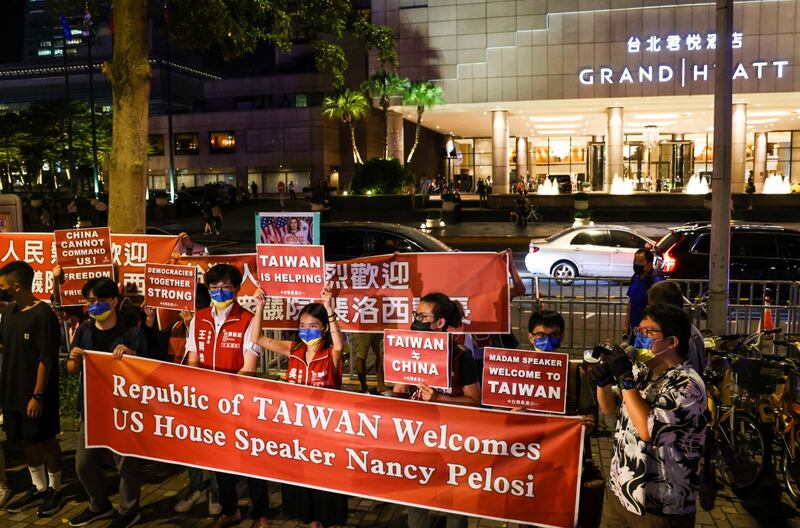 Supporters gathered outside the Grand Hyatt welcome Ms Pelosi. Bloomberg
