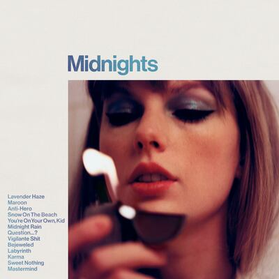 This image released by Republic Records shows "Midnights" by Taylor Swift.  (Republic Records via AP)