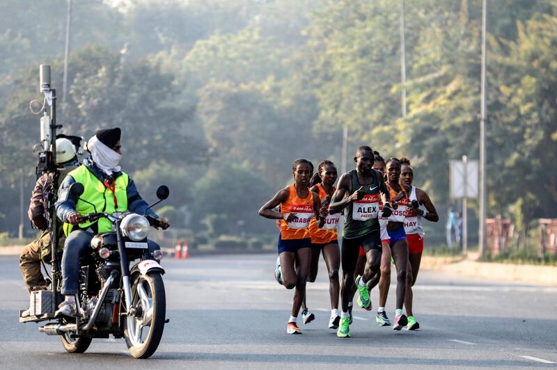 Elite runners take part in the Delhi Half Marathon. Reuters