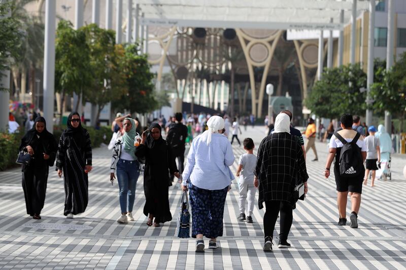 Crowds gather to enjoy one of the final Fridays at Expo 2020 Dubai. With a week to go, more than 20 million visits had been recorded.