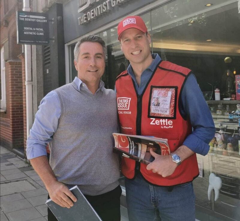 Prince William was spotted in central London, discreetly selling Big Issue magazines. Photo: isanctuary.com