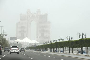 Poor visibility in the city of Abu Dhabi. Khushnum Bhandari for The National