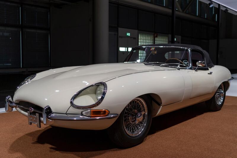 A Jaguar E Serie 1 Cabriolet from 1965 on display. EPA