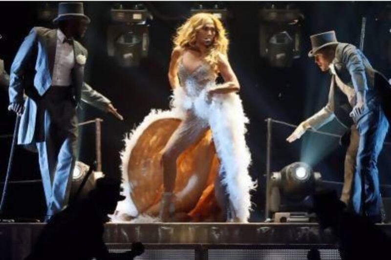 For the concert in Bulgaria, Jennifer Lopez had a crew of 80 people and 10 trucks worth of equipment. Kenzo Tribouillard / AFP