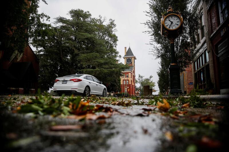 Tree leaves and branches are seen on the street as Hurricane Florence comes ashore in New Bern, North Carolina. Eduardo Munoz / Reuters