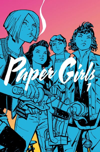 The cover of comic book 'Paper Girls' volume 1 by Brian K Vaughan and illustrator Cliff Chiang. Photo: Image Comics