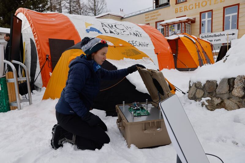 Equipment at the Arctic Basecamp pavilion is checked before the start of the forum. Bloomberg