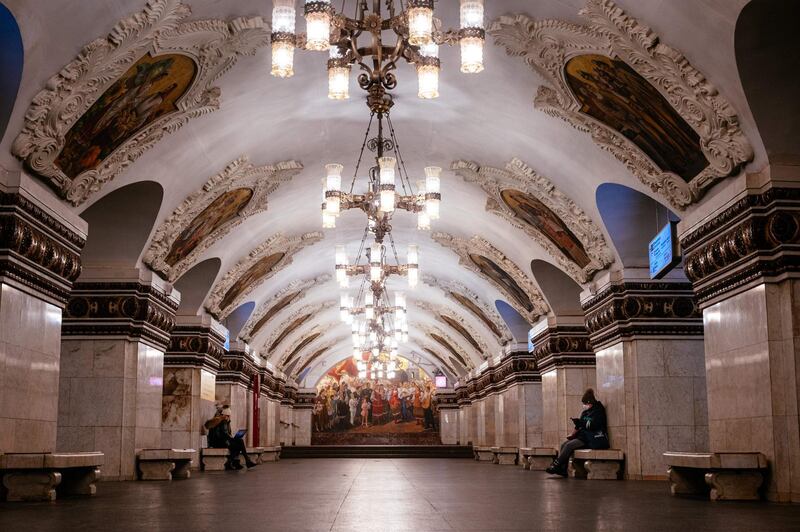 Kievskaya metro station in Moscow, amid the spread of the COVID-19 coronavirus.  AFP