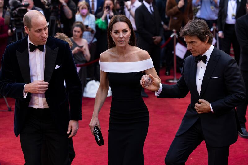 Prince William, Duke of Cambridge and Catherine, Duchess of Cambridge are accompanied by Hollywood star Tom Cruise. Getty Images 