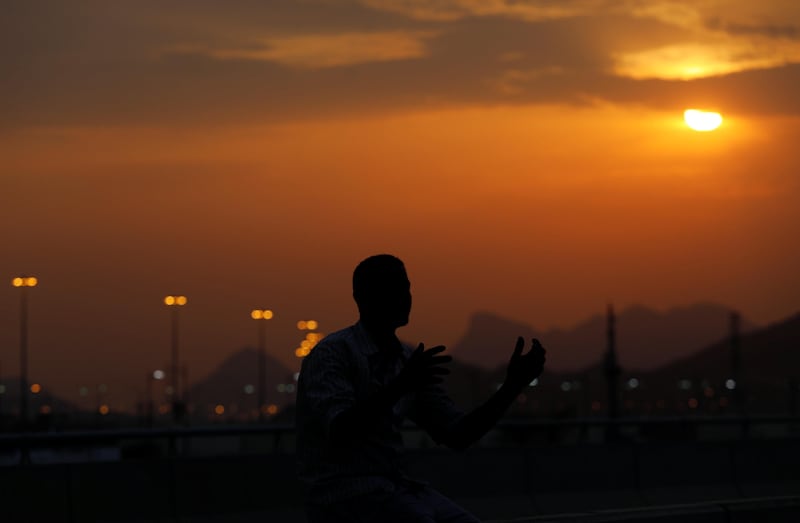 A pilgrim prays on the first day of the annual Hajj pilgrimage. Suhaib Salem / Reuters