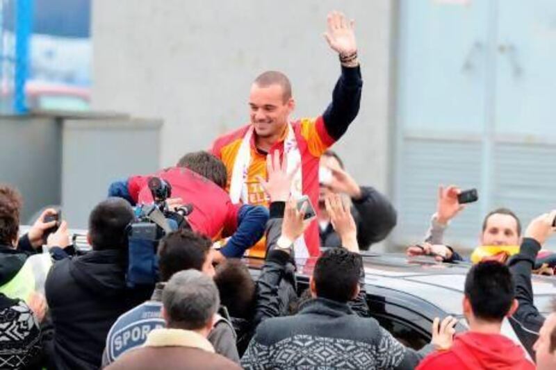 Wesley Sneijder, who arrived at Galatarasay on Monday, is expected to be missed greatly at Inter Milan. AFP