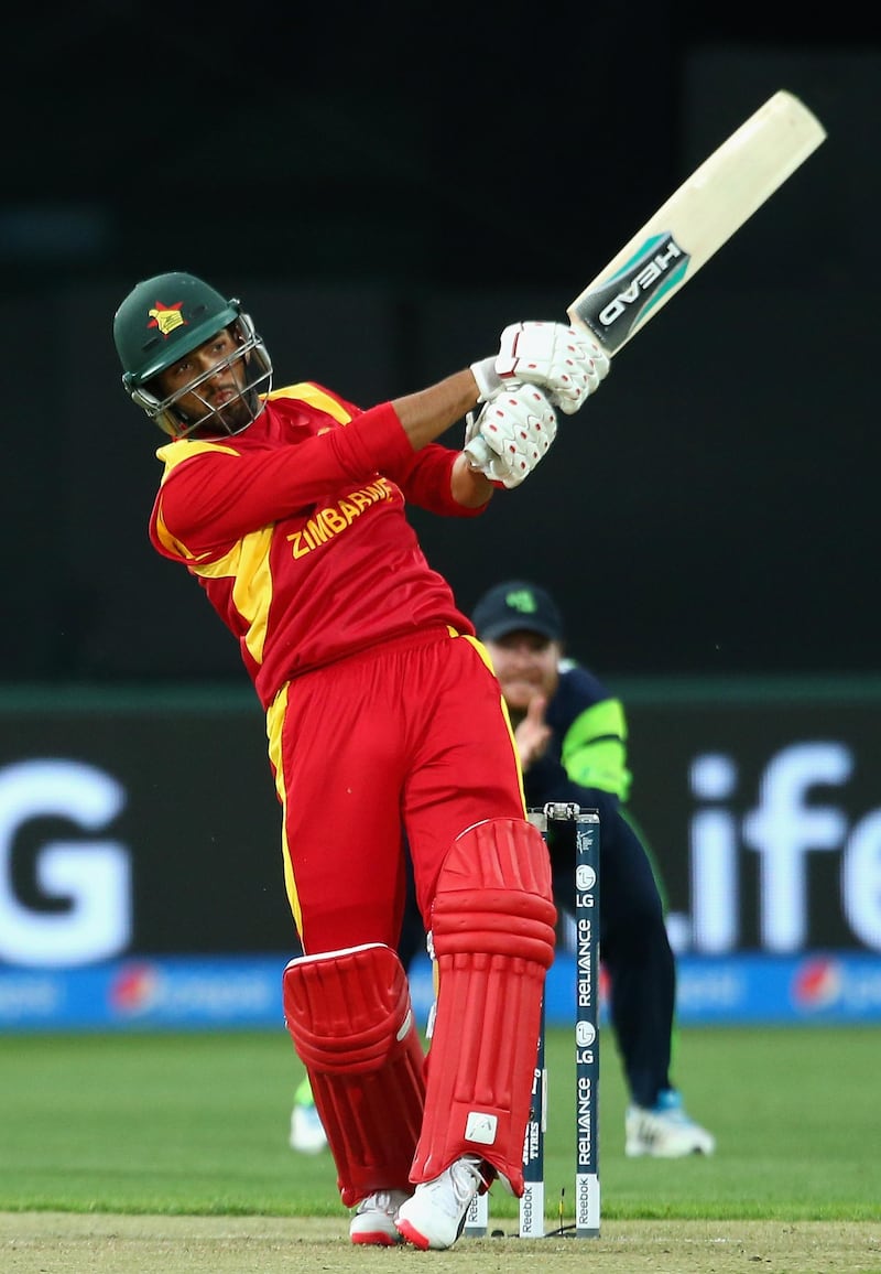 HOBART, AUSTRALIA - MARCH 07: Sikandar Raza of Zimbabwe bats during the 2015 ICC Cricket World Cup match between Zimbabwe and Ireland at Bellerive Oval on March 7, 2015 in Hobart, Australia.  (Photo by Quinn Rooney/Getty Images)