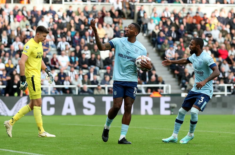 Ivan Toney celebrates scoring. Reuters