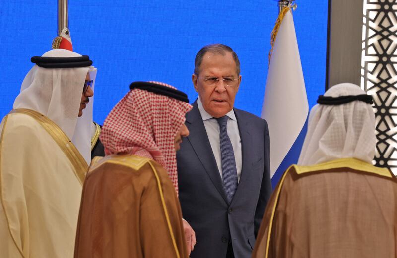 After the Russian minister arrived in Riyadh, Prince Faisal spoke about Saudi Arabia's willingness to make the necessary efforts to contribute to a political solution in Ukraine.  AFP