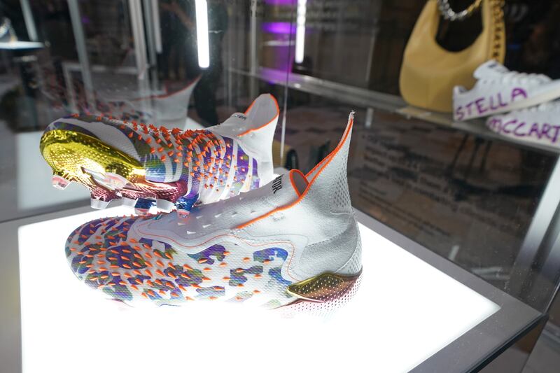 A pair of football boots created by Stella McCartney. Photo: PA