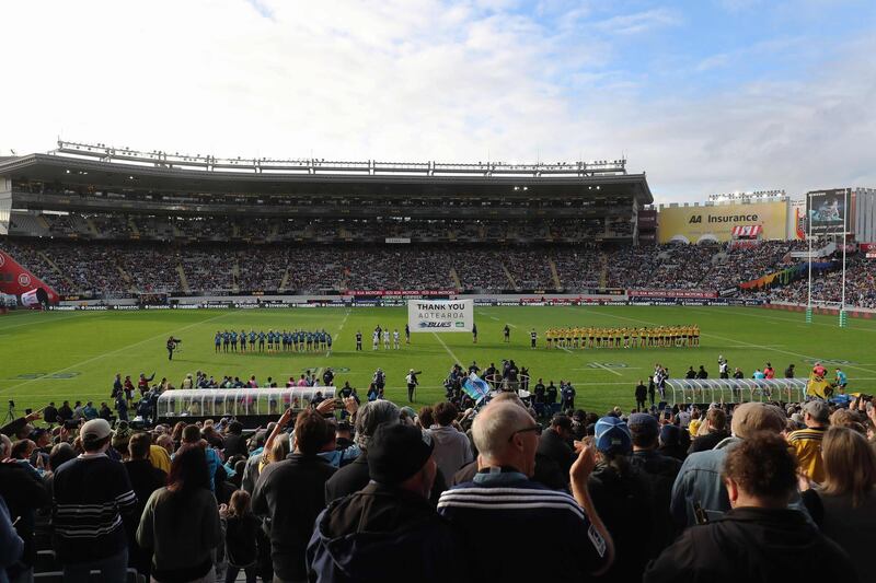 A record crowd of 43,000 turned out for the Super Rugby match between the Auckland Blues and Wellington Hurricanes at Eden Park on Sunday. AFP