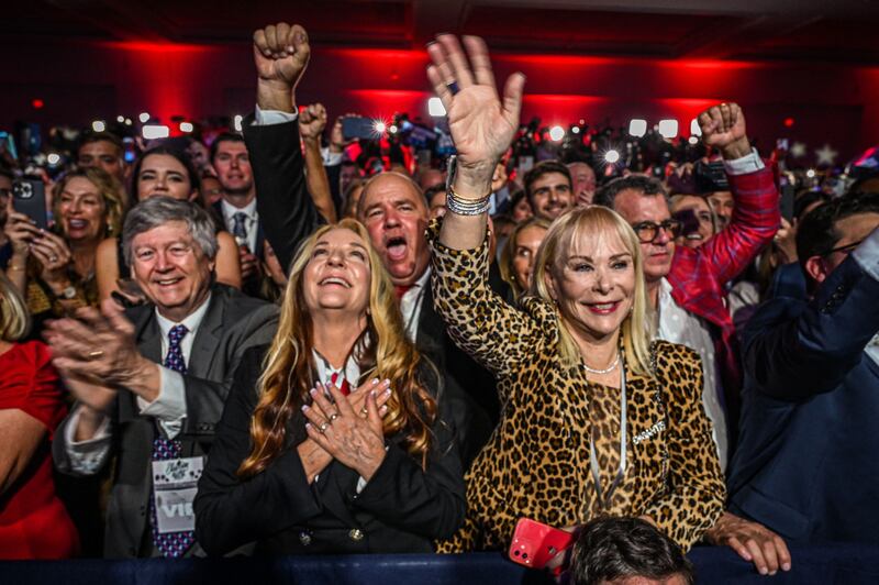 Supporters of Republican Florida Governor Ron DeSantis  during an election night party in Tampa. AFP