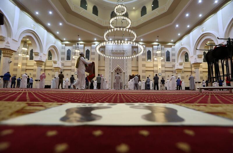 Worshippers gather for the dawn prayer at a mosque in the Saudi city of Makkah. AFP