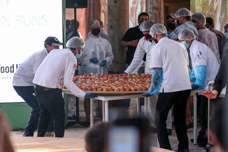 A tasty Guinness World Record was broken at Expo 2020 Dubai on Friday, four days after the initial attempt was postponed due to a tropical storm in the region. All photos by Khushnum Bhandari / The National