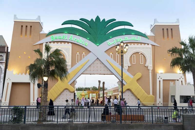 DUBAI, UNITED ARAB EMIRATES - OCTOBER 30, 2018. 

Saudi Pavilion.

Global Village opened it's gates today to the public for its 23rd season.

(Photo by Reem Mohammed/The National)

Reporter: PATRICK RYAN
Section:  NA