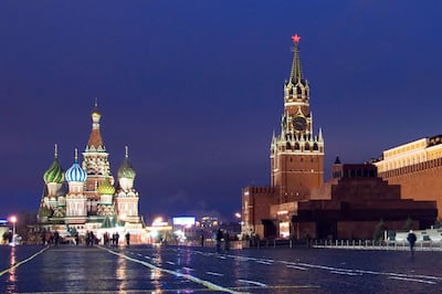 Red Square with St. Basil's, Saviour Gate Tower, Kremlin walls and Lenin Mausoleum. Martin Moos / Lonely Planet Images