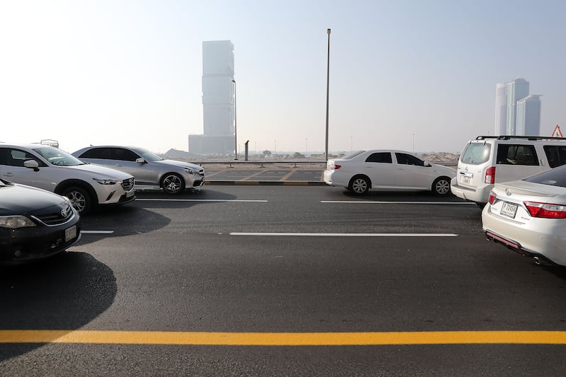 View of the new lane added to Al Taawin bridge to ease traffic towards Sharjah. Pawan Singh / The National 