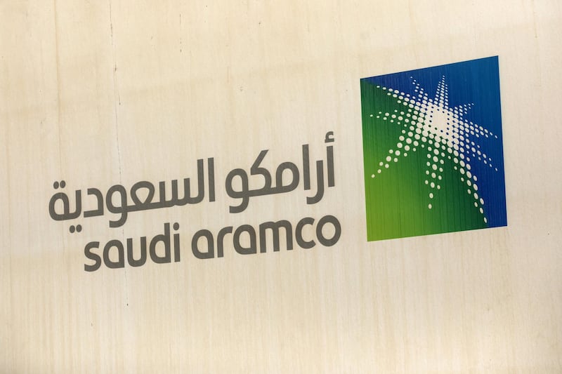 A logo sits on display at the site of a construction project at the Saudi Aramco oil company's compound in Dhahran, Saudi Arabia, on Wednesday, Oct. 3, 2018. Speculation is rising over whether Saudi Arabia will break with decades-old policy by using oil as a political weapon, as it vowed to hit back against any punitive measures after the disappearance of government critic Jamal Khashoggi. Photographer: Simon Dawson/Bloomberg