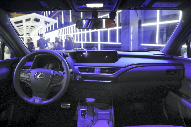 DUBAI , UNITED ARAB EMIRATES , December 8  ��� 2018 :- Interior view of the new Lexux UX crossover SUV launched at the Emirates Financial Tower in Dubai. ( Pawan Singh / The National ) For Weekend. Story by Adam Workman