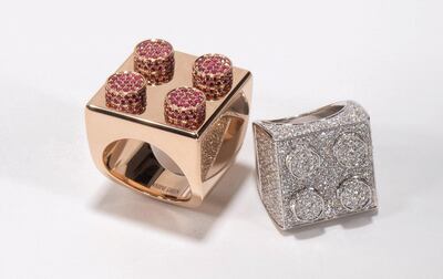 Lego-block-inspired jewellery by Nadine Ghosn