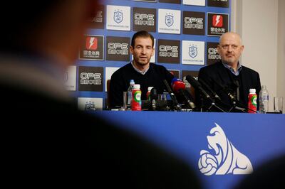 Soccer Football - Premier League - Huddersfield Town manager Jan Siewert Press Conference - Canalside Sports Complex, Huddersfield, Britain - January 22, 2019   Huddersfield Town manager Jan Siewert and Chief Executive Julian Winter (R) during the press conference   Action Images via Reuters/Ed Sykes