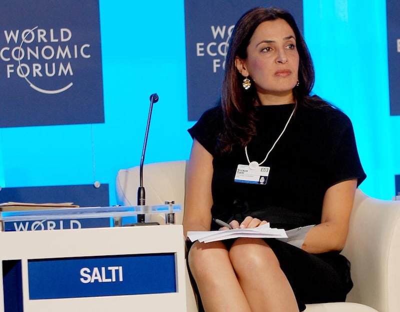 Soraya Salti, who headed the Injaz Al Arab NGO, during a debate at the World Economic Forum on the Middle East and North Africa held in Marrakech, Morocco 2010. Soraya and her sister Jumana were found dead at the bottom of a building under construction in Jwiedeh, Jordan on November 6, 2015. Karim Selmaoui/EPA