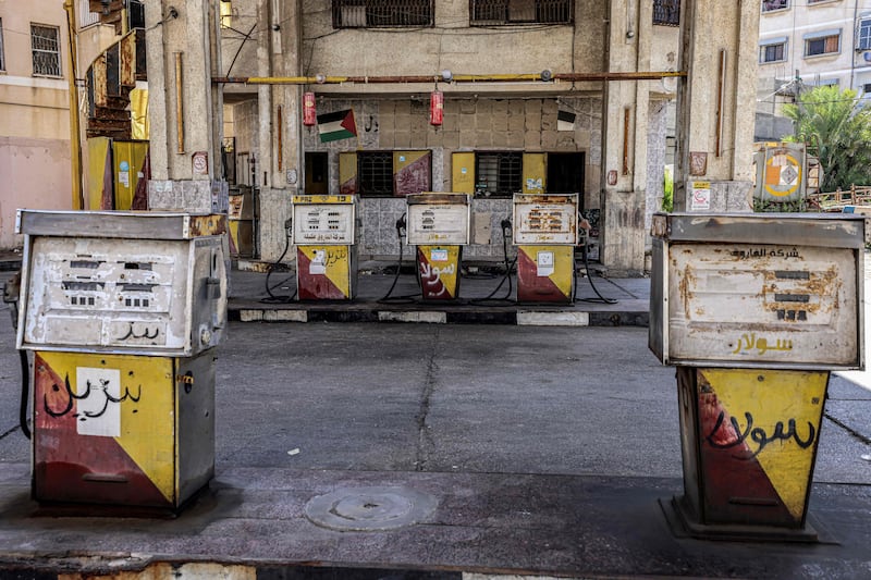 A petrol pump in the Palestinian Gaza Strip enclave.