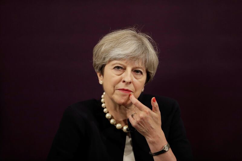 Pondering her future? Britain's Prime Minister Theresa May after delivering a speech at the RSA (Royal Society for the encouragement of Arts, Manufactures and Commerce) in London on July 11, 2017. Matt Dunham / Reuters
