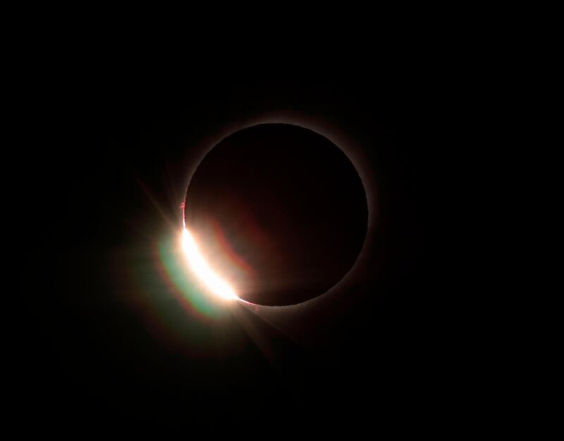 The diamond ring effect is seen during the total solar eclipse from El Molle, Chile. AFP