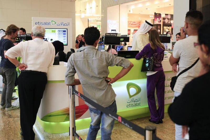 Etisalat’s inclusion in the index will lead to passive inflows of between $360 million and $460m, according to analysts. Sarah Dea / The National